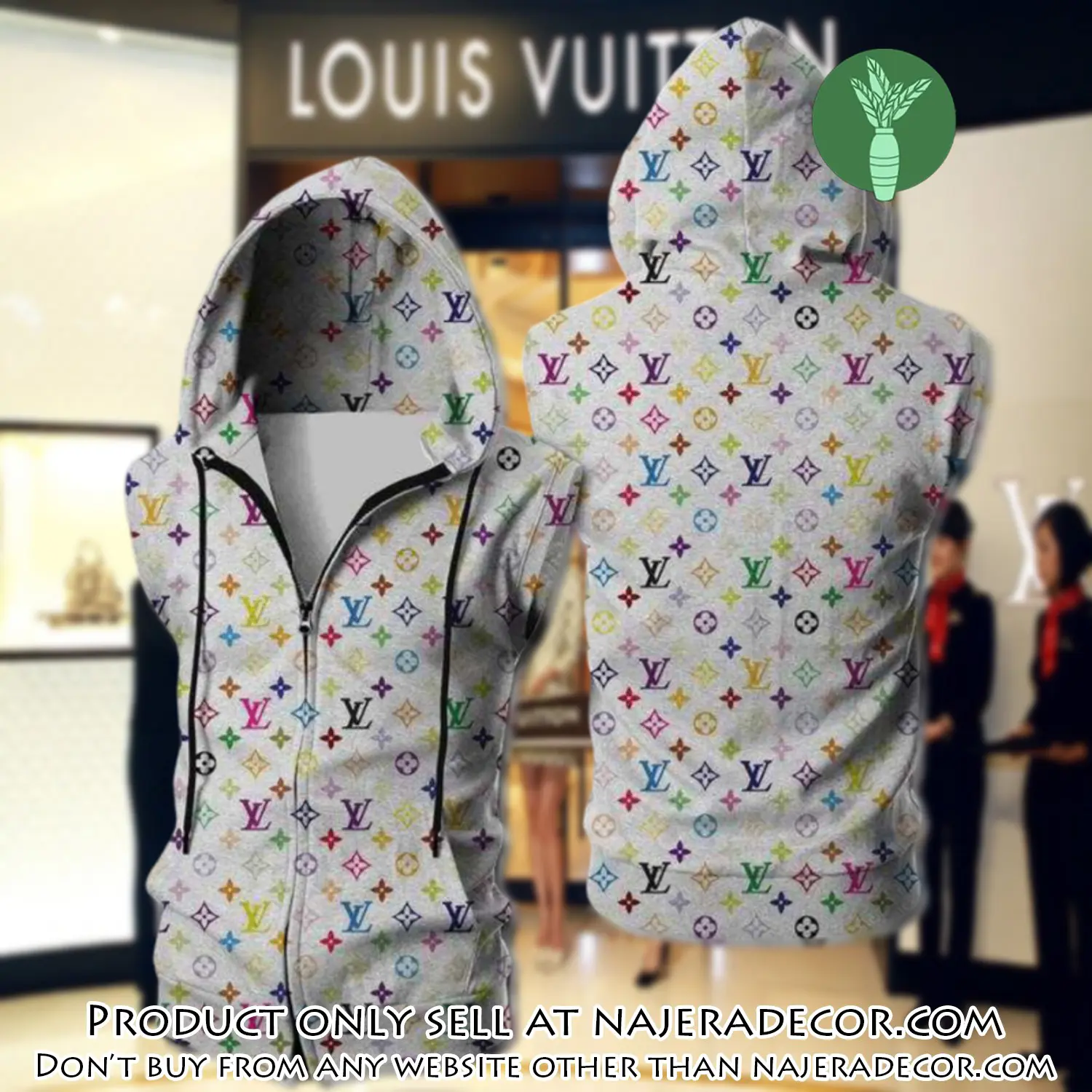 Louis vuitton white unisex sleeveless zip up hoodie luxury for men women szh018 njr3144639